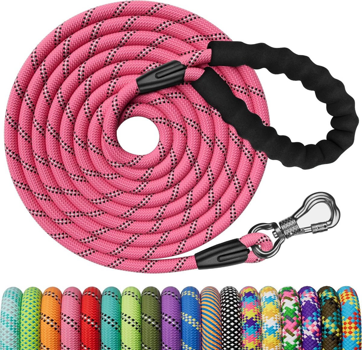 SnelShoppen - Sterke Hondenriem 8 m met Comfortabele Gevoerde Handgreep, Trainingsriem en Hardloopriem voor Kleine, Middelgrote en Grote Honden, Vergr