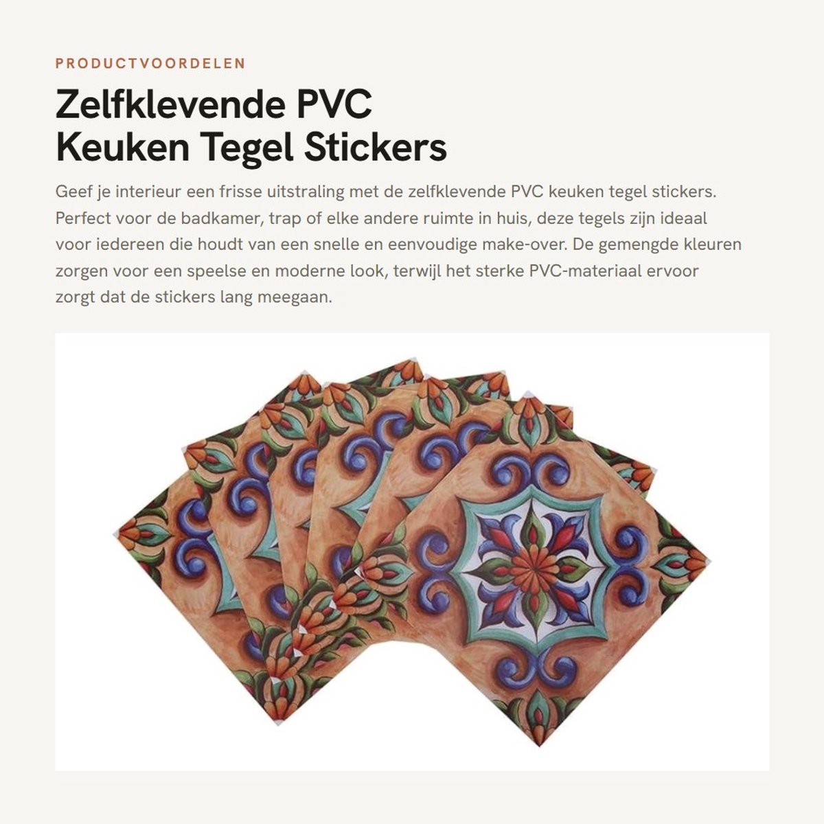 Dailygoods- Tegelstickers Zelfklevend - 6 Stuks - 20x20 cm - PVC Waterdicht - Keuken/Badkamer - Eenvoudig te Installeren - Muurstickers