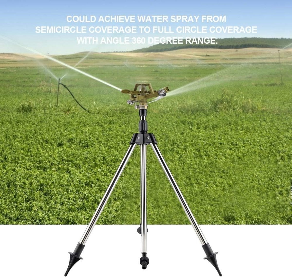 Verstelbare 360° Tuinsproeier van RVS, Telescopische Irrigatieset voor Efficiënte Tuinbewatering en Plantenverzorging