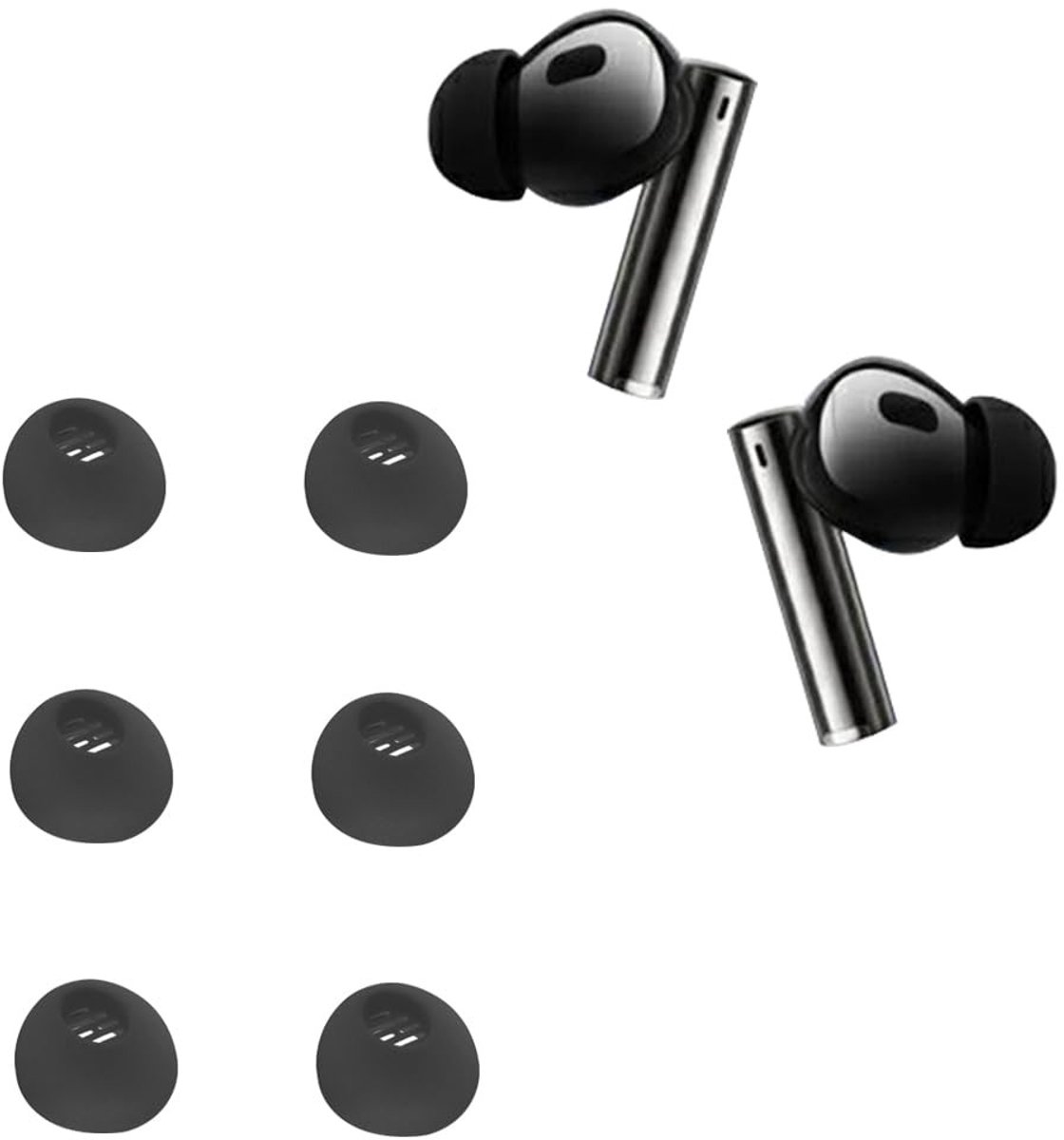 Dailygoods - Vervangende Siliconen Oordopjes voor In-Ear Hoofdtelefoons, 6 Stuks (Zwart)
