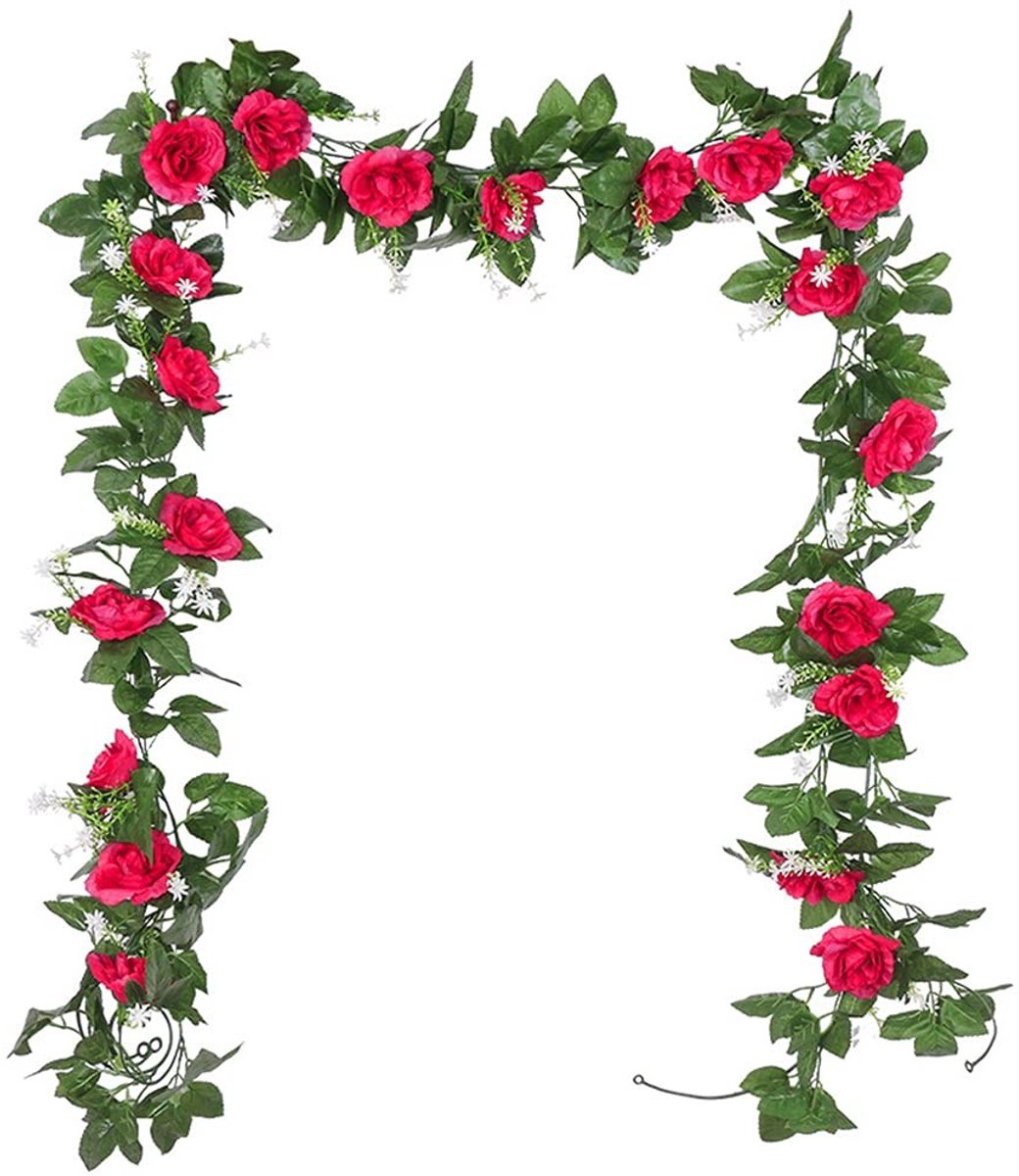 Dailygoods- Kunstrozen Slinger 2,2 m - Bloemenkrans - Decoratie Bruiloft/Party - Kunstbloemen - Zijde/Kunststof - 10 Bloemen per Strip