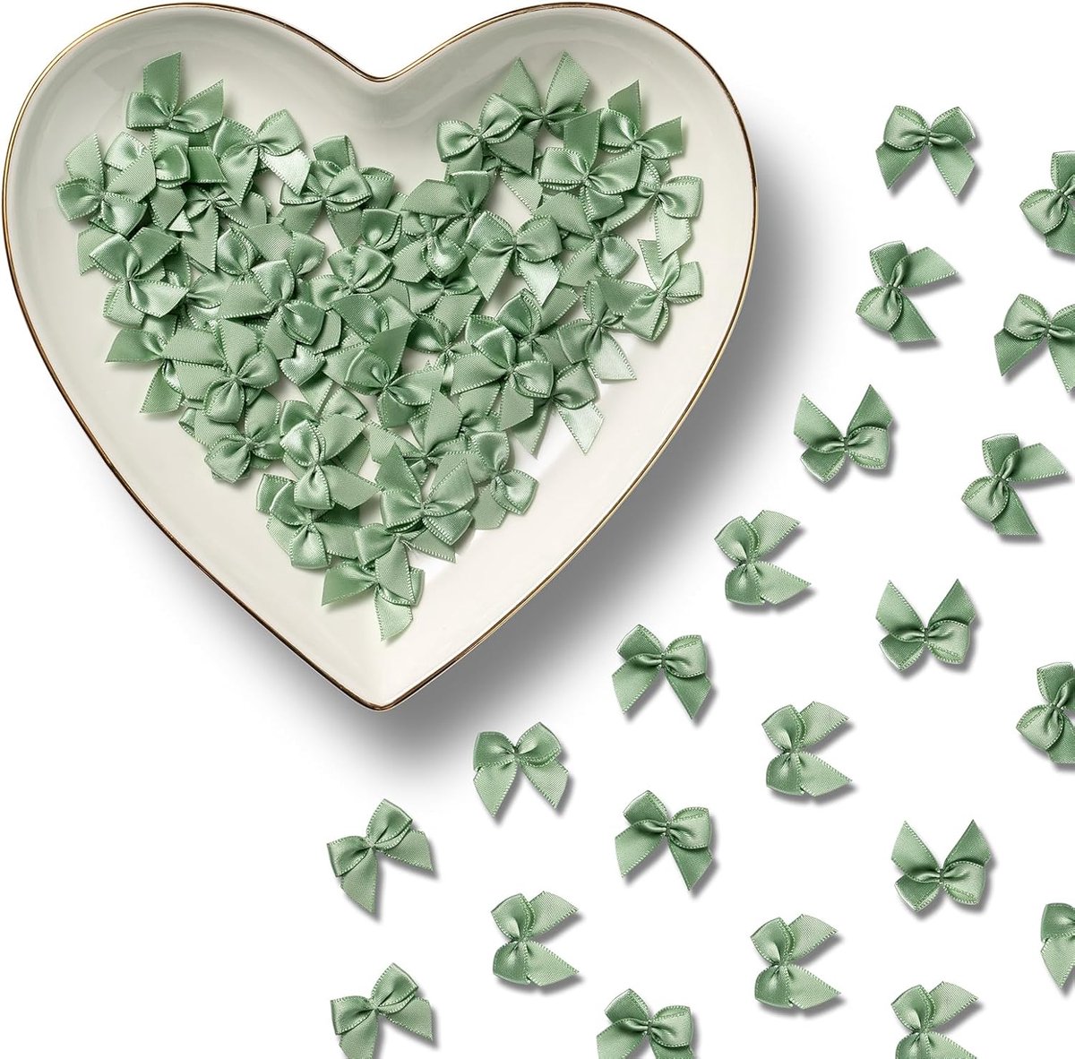 Thijox - 100 Stuks Mini Kerststrikken Decoratie - Kleine Geschenkstrikken van Satijn - Salie Groen - Perfect voor Bruiloft, Verjaardag, Valentijnsdag