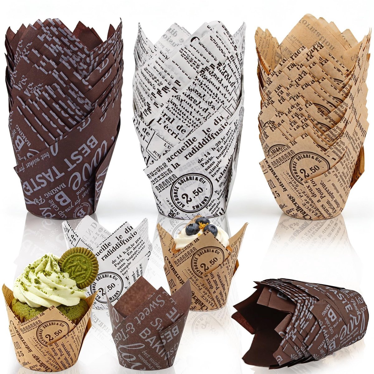 Dailygoods- Muffinvormpjes 160 Stuks - Papier - Cupcake-vormpjes - Kleurrijk - Mini-muffins - Stabiel voor het bakken - Cupcakevormpjes