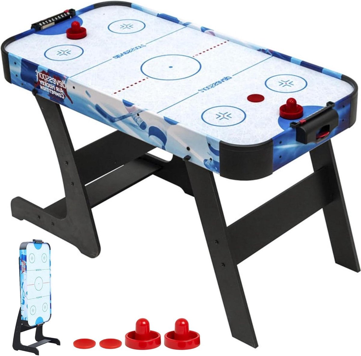 Airhockeytafel - Air hockey spel - Spelplezier thuis - Opvouwbaar ontwerp - 122 x 61 x 74 cm - Meerkleurig