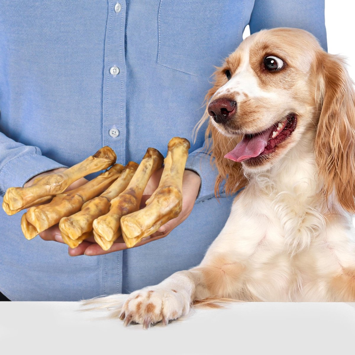 Lamspoten voor honden, 5 stuks (400 g), natuurlijke kauwsnack van 100% lam, lang kauwplezier en tandverzorging, zonder toevoegingen