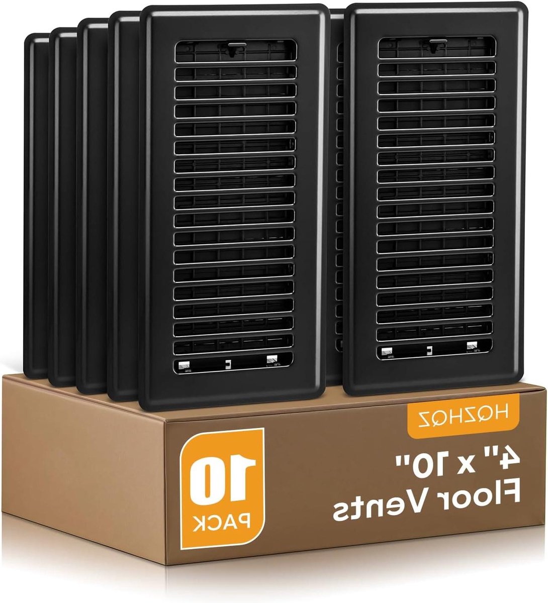 Vloerregister 10 stuks - Ventilatieklep Roosters - Vloer ventilatie afdekken - Gegalvaniseerd staal - 4" x 10" - Zwart
