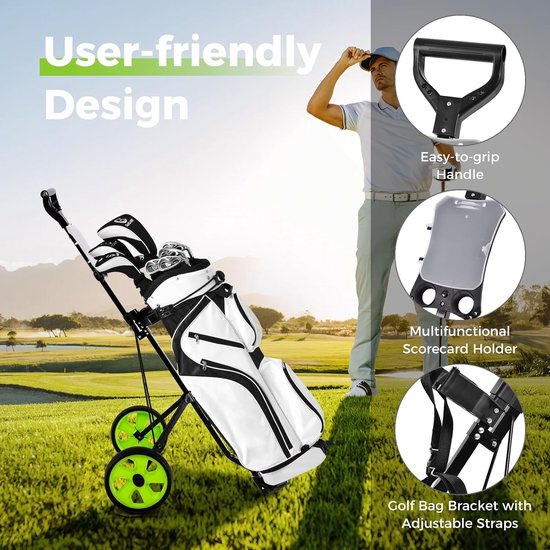 Golfkar met 2 wielen - Golftrolley golfkarretje - Golfen op de baan - Lichtgewicht opvouwbaar ontwerp — afbeelding 3
