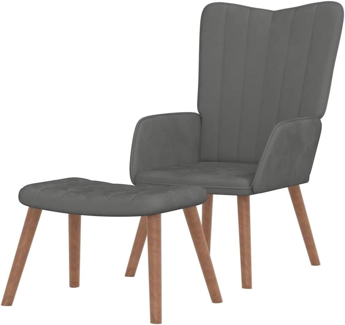 Relaxstoel met voetenbank - Fauteuil Loungestoel - Ontspannen Zitten - Stalen frame en houten poten