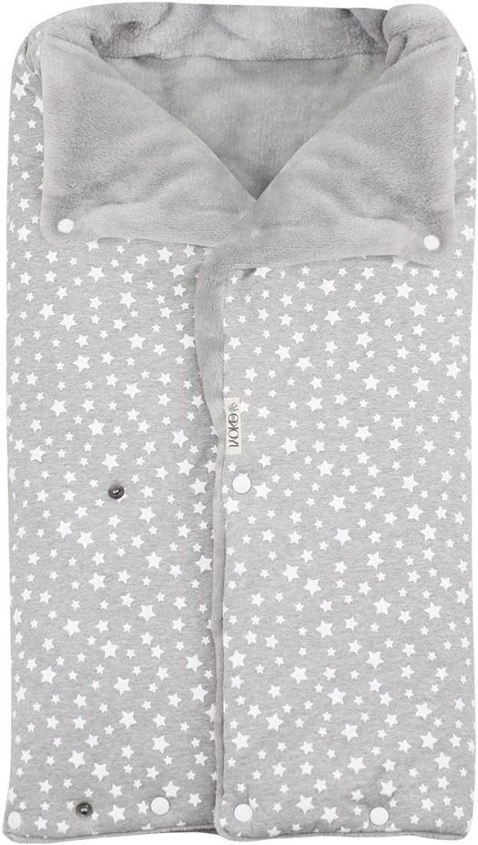 Reiswiegzak Baby - Voetenzak Kinderwagen - Baby Warm Houden - Oeko-Tex Gecertificeerd - 39 x 55 cm - Wit Sterren