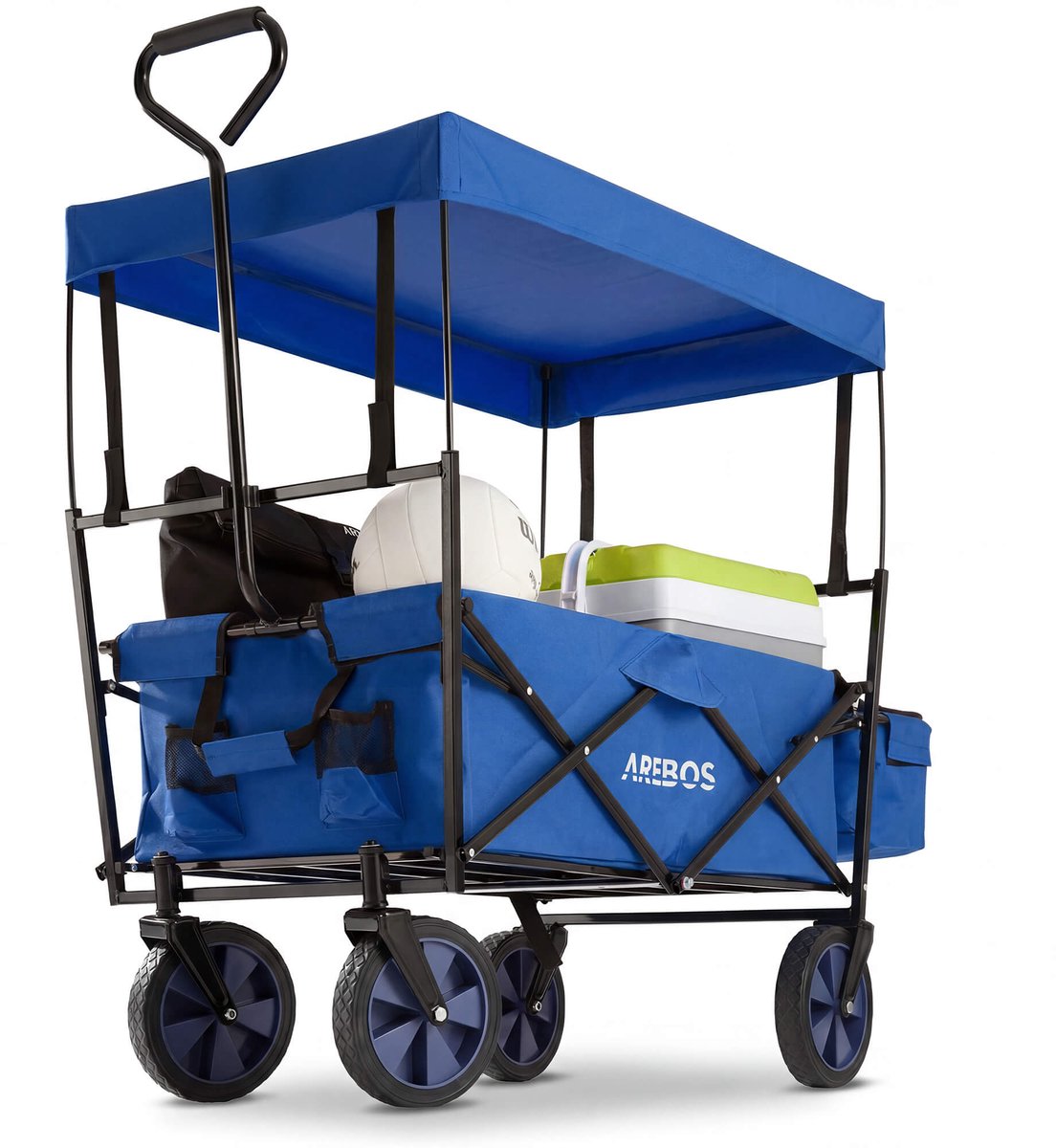 AREBOS Handwagen Vouwbare dak Handwagen Vouwbare Trolley Uitrustingswagen Blauw