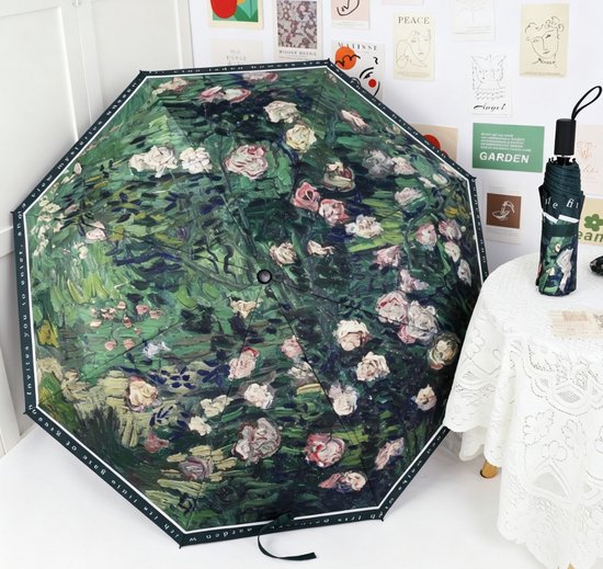 Opvouwbaar bloem paraplu - Zonbescherming Anti-Uv UPF50 + -Windproof- Stevig paraplu met diameter van 97 cm