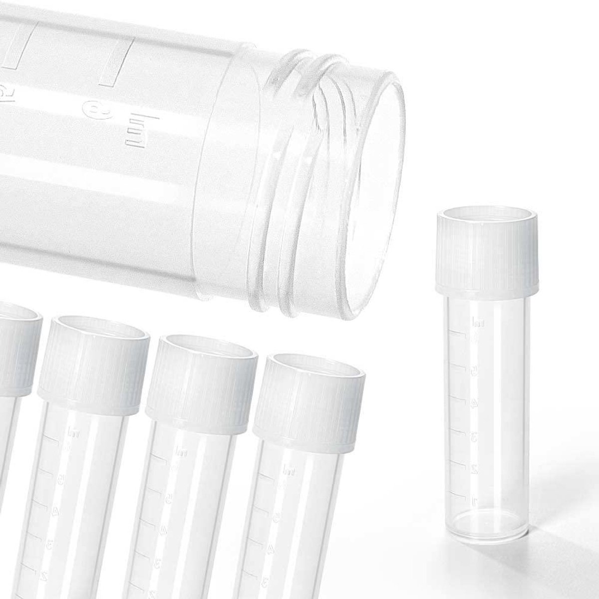 Centrifugebuizen Schroefsluiting - Kunststof Buisjes Lab - Laboratorium Opslag - Geperste Schaalverdeling - 8 ml 57 x 16.5 mm - Wit