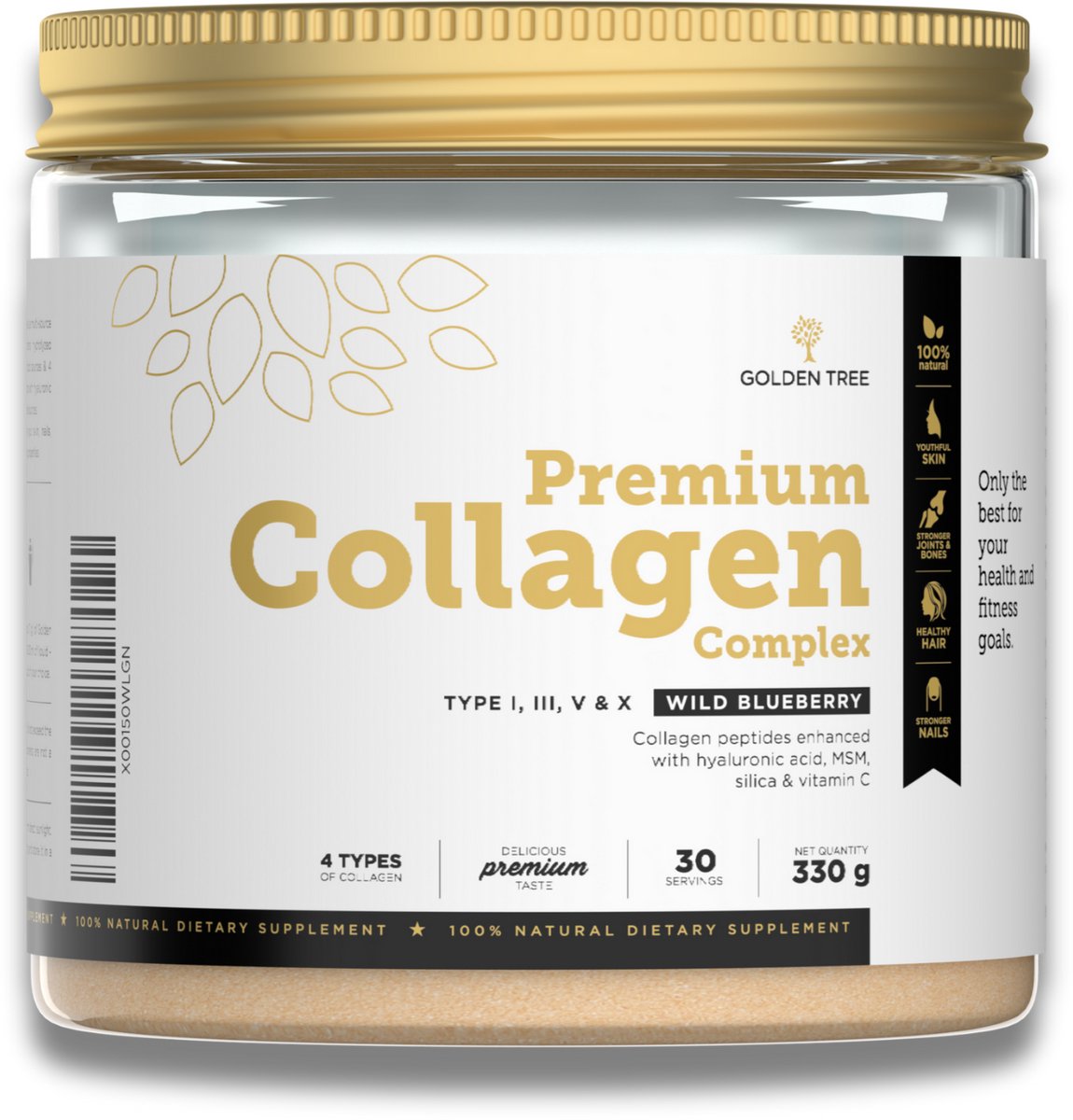 Golden Tree Collageen Poeder - Vitamine C - Voedingssupplementen - 330 gram