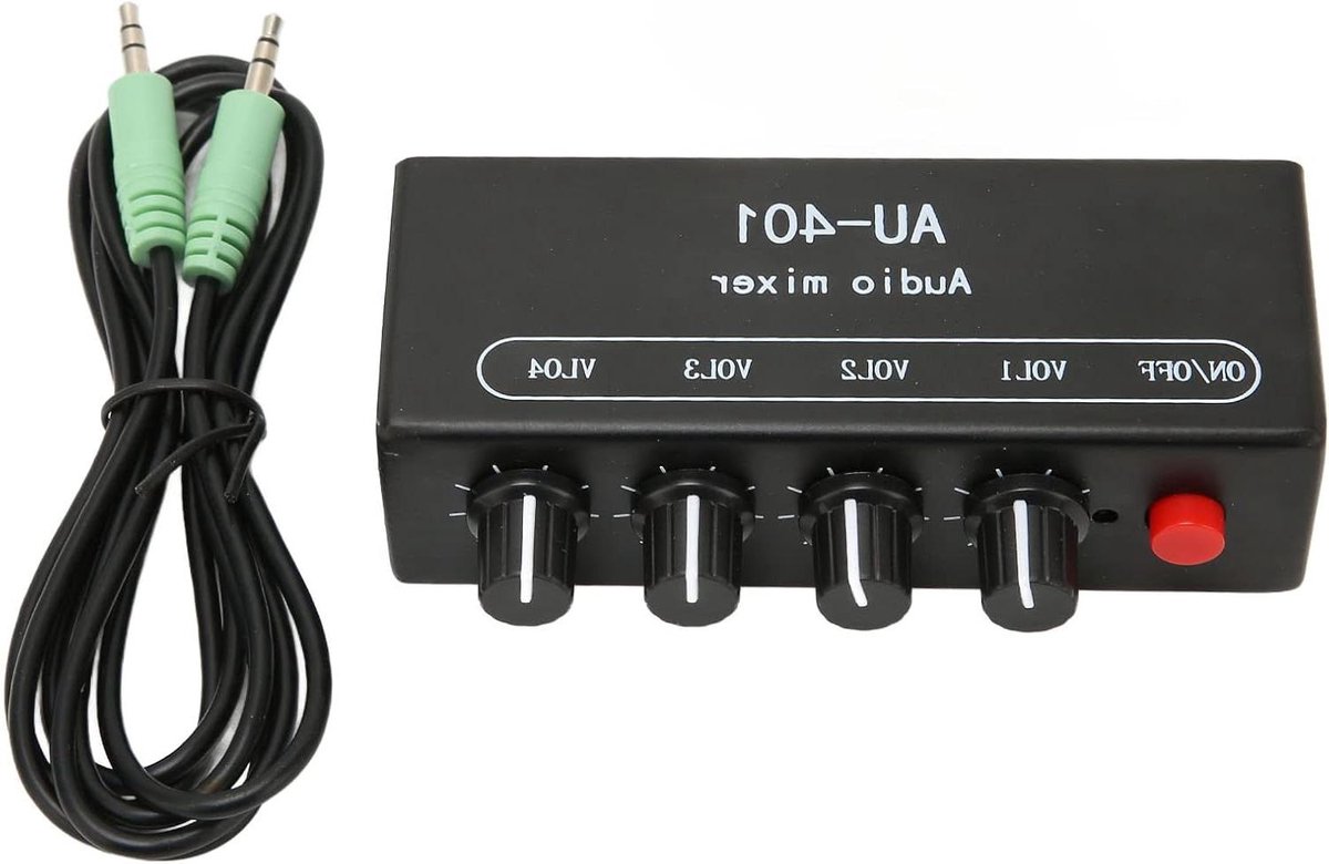 Stereo Audiomixer - Lijnmixer Geluidsmixer - Muziek Maken - 4 Kanaals Ingang - 3.5mm - Zwart