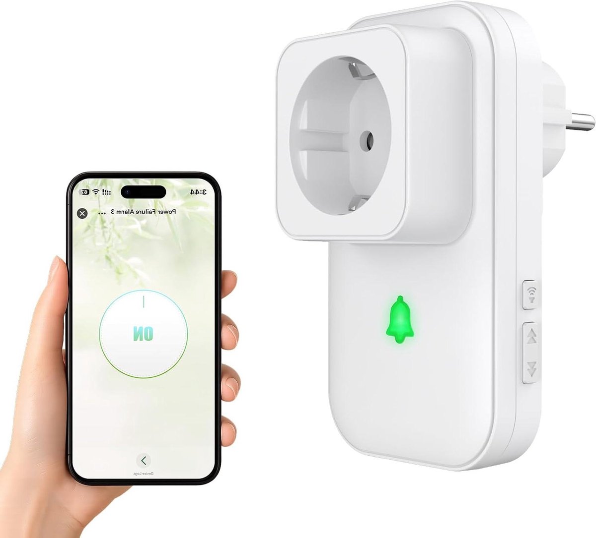 Stroomuitval Detector - Alarm Melder - Huis Beveiligen - Real-time App Meldingen - 6.5 x 6.7 x 12 cm - Wit