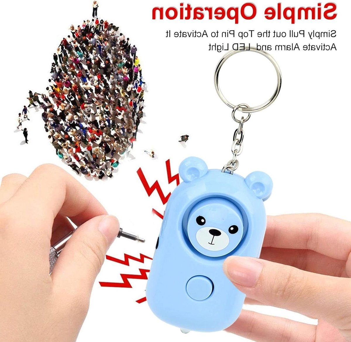 Veiligheidsalarm Sleutelhanger - Zelfverdediging Alarm - Noodsituaties Waarschuwen - 130 Decibel Geluid - 3.5 x 5 x 8 cm - Blauw