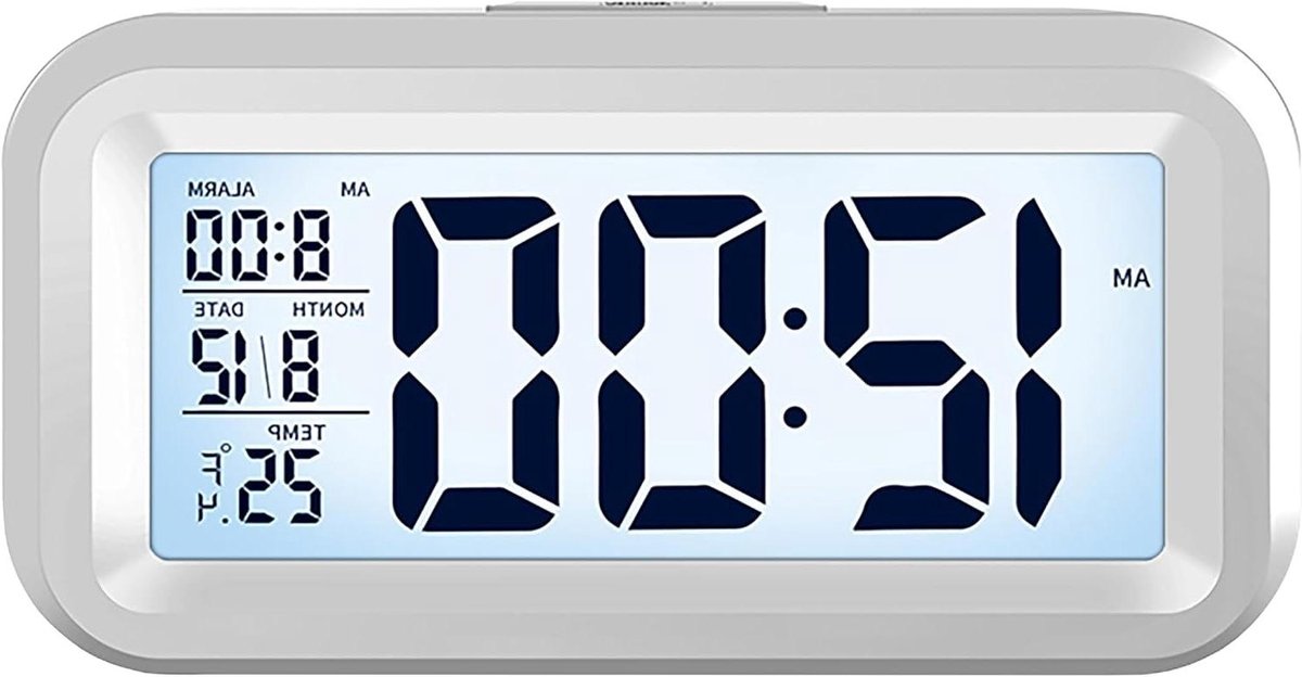 Digitale Wekker - Nachtlamp Klok - Rustig Wakker Worden - Intelligent Nachtlampje - 13.5 cm - Wit