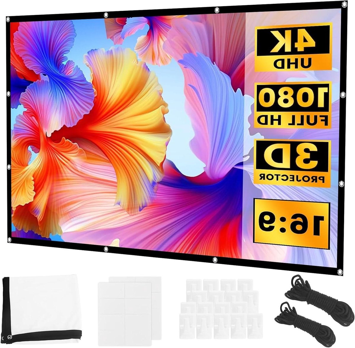 Projectiescherm - Scherm Beamer - Thuisbioscoop Creëren - 160 Graden Kijkhoek - 100 inch - Wit