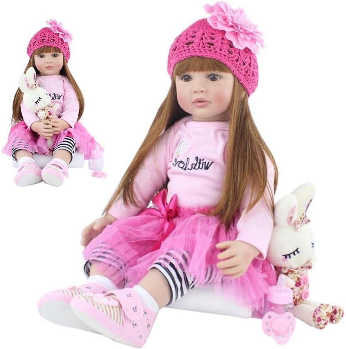 Reborn Baby Pop - Levensnood Pop Baby Pop - Rollenspel en Gezelschap - Handgeschilderde Details - 60 cm