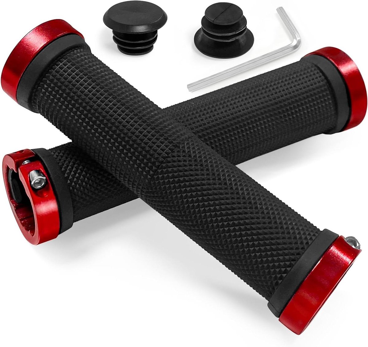 Fietsgrepen Ergonomisch - Stuurhandvatten Rubber - Comfortabel Fietsen - Dubbel Vergrendelingsmechanisme - 13 cm Lengte - Rood