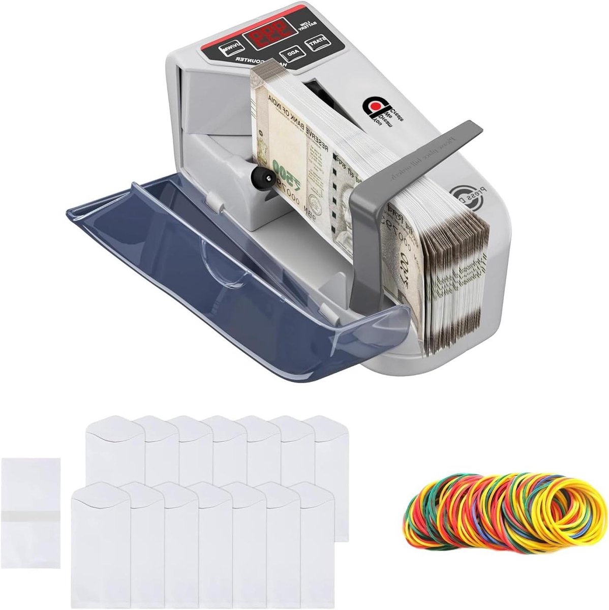 Mini Notitie Telmachine - Geldteller Valuta - Geld Tellen - UV Watermerk Detectie - 19.1 x 7.2 x 10.4 cm