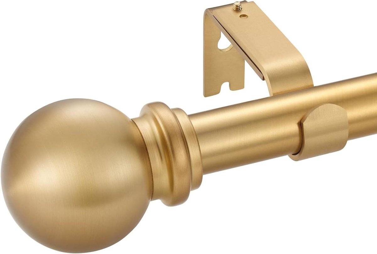 Gordijnroede - Gordijnstang Raambekleding - Vensterdecoratie Ophangen - Verstelbare Lengte - 91-183 cm - Warm Goud