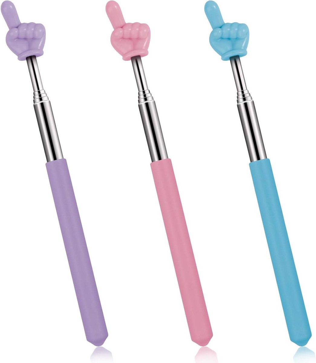 Vinger Pointer Stick - Leraren Aanwijzer - Klaslokaal Presentatie - Vingervorm Ontwerp - 68 cm Uitbreidbaar - Zwart