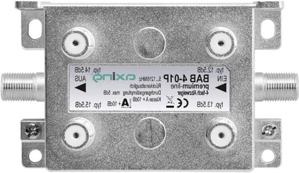 Kabel Splitter - Signaalversterker TV - Signaal Verdelen - Klasse A+ Afscherming - 10dB - Metaal