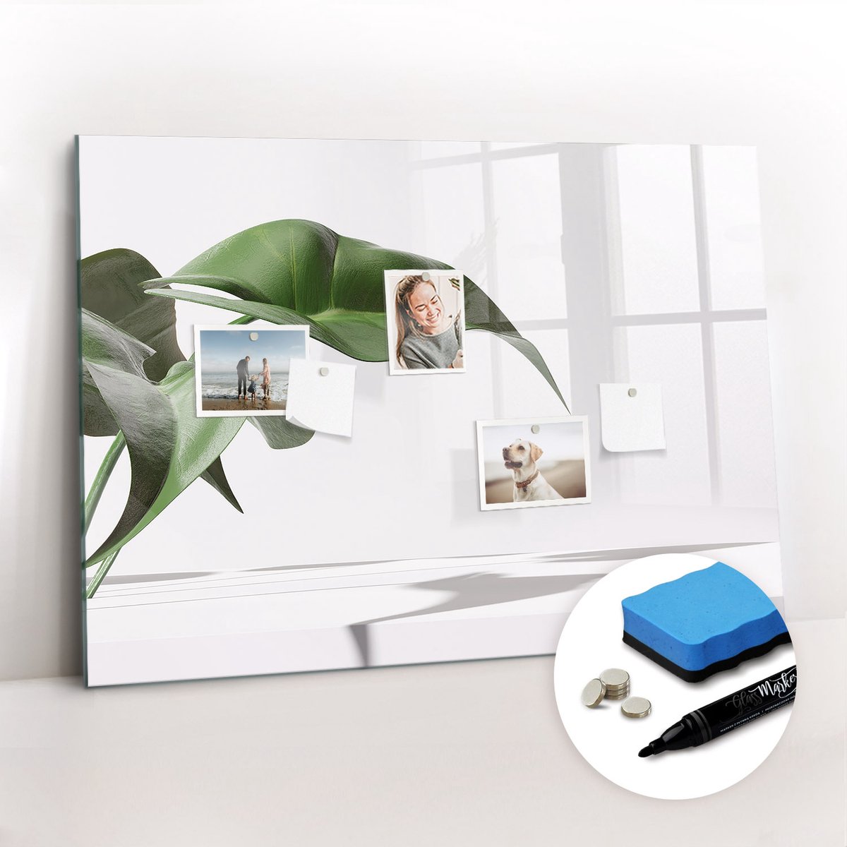 Tulup Whitebord - Artistieke abstracte bladeren - 100 x 70 cm - Groente Magnetic Board - Gratis 5 Sterke Magneten + Whiteboard Marker & Wisser - Organizer Muur - Memo Bord - Notitiebord Werkplek