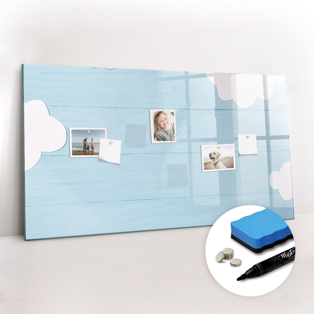 Tulup Whitebord - Kinderraad - 120 x 60 cm - Blauw Magnetisch Bord Kind - Gratis 5 Sterke Magneten + Whiteboard Marker & Wisser - Industrieel Wandbord - Magneetbord Rechthoekig - Planning Muur