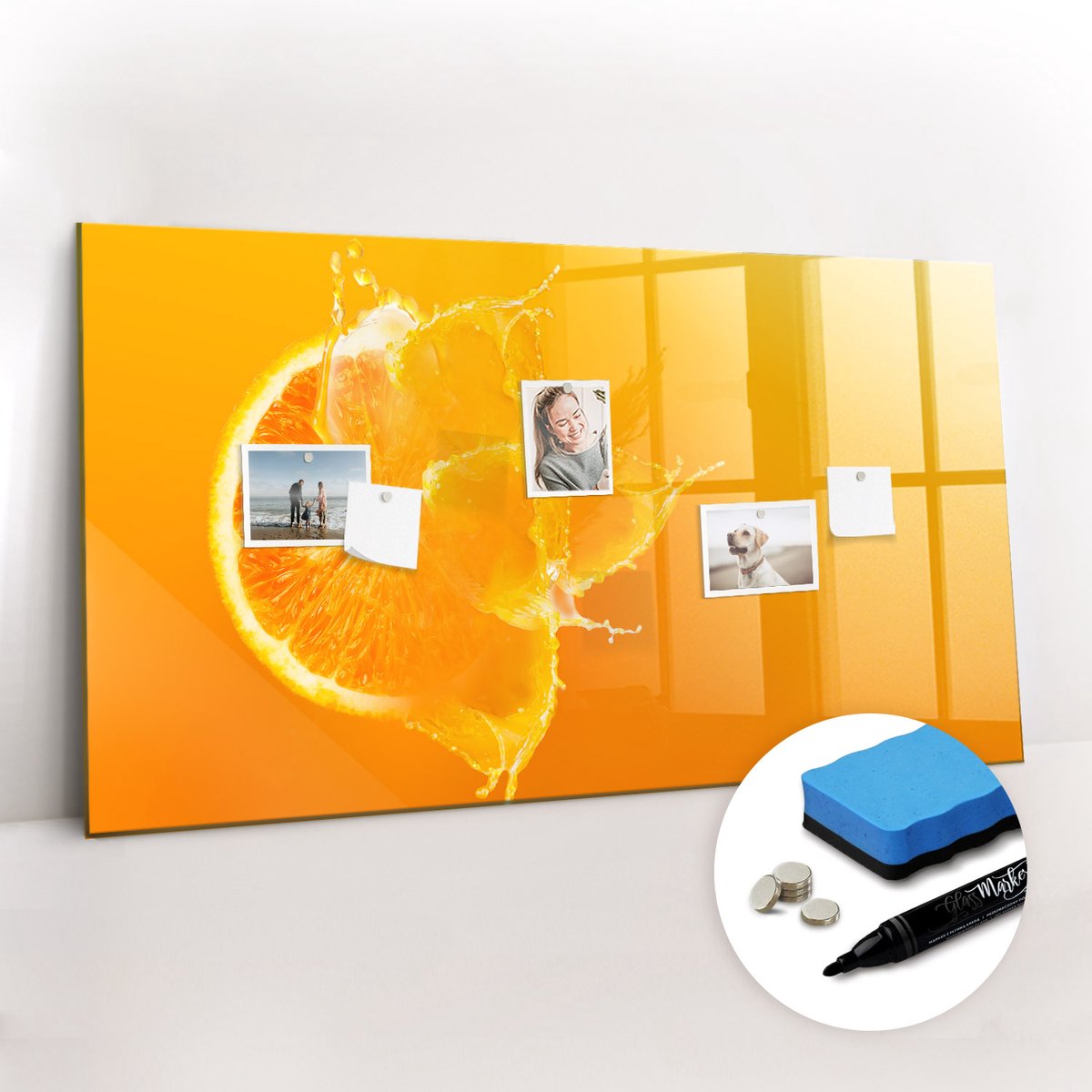 Tulup Whitebord - Oranje - 120 x 60 cm - Oranje Magneetbord Muur - Gratis 5 Sterke Magneten + Whiteboard Marker & Wisser - Scandinavisch Design Bord - Magneetbord Design - Organiseer Je Bureau