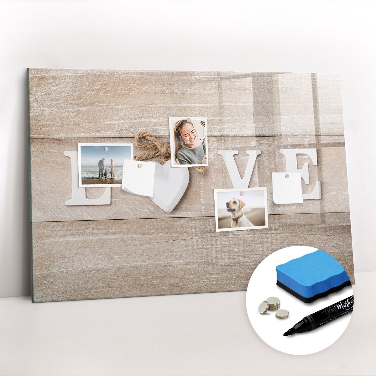 Tulup Whitebord - Romantische liefdesinscriptie - 90 x 60 cm - Veelkleurig Memobord Keuken - Gratis 5 Sterke Magneten + Whiteboard Marker & Wisser - Moderne Wanddecoratie - Magnetisch Bord - Organiseer Je Bureau