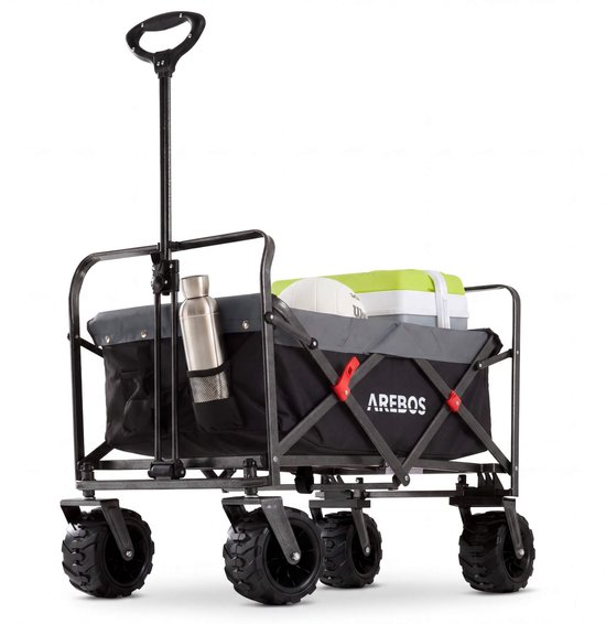 AREBOS Bolderkar Opvouwbare - Bolderkar - Strandkar - Zwart / Grijs