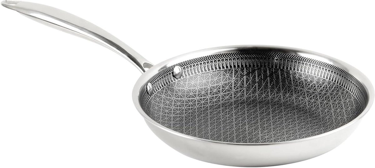 Hybride Koekenpan - Braadpan Roestvrijstaal - Gezond Koken - 3-Laags Meerlaags Materiaal - 28 cm - Zilver