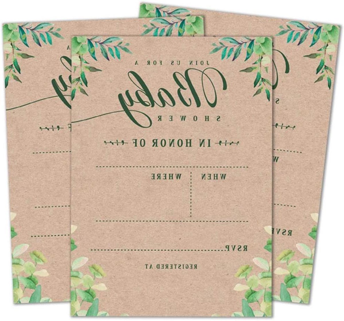 Babydouche Uitnodigingen - Feestkaarten Partij - Geboorte Vieren - Uniek Ontwerp - Pack van 28 - Tortilla Bruin