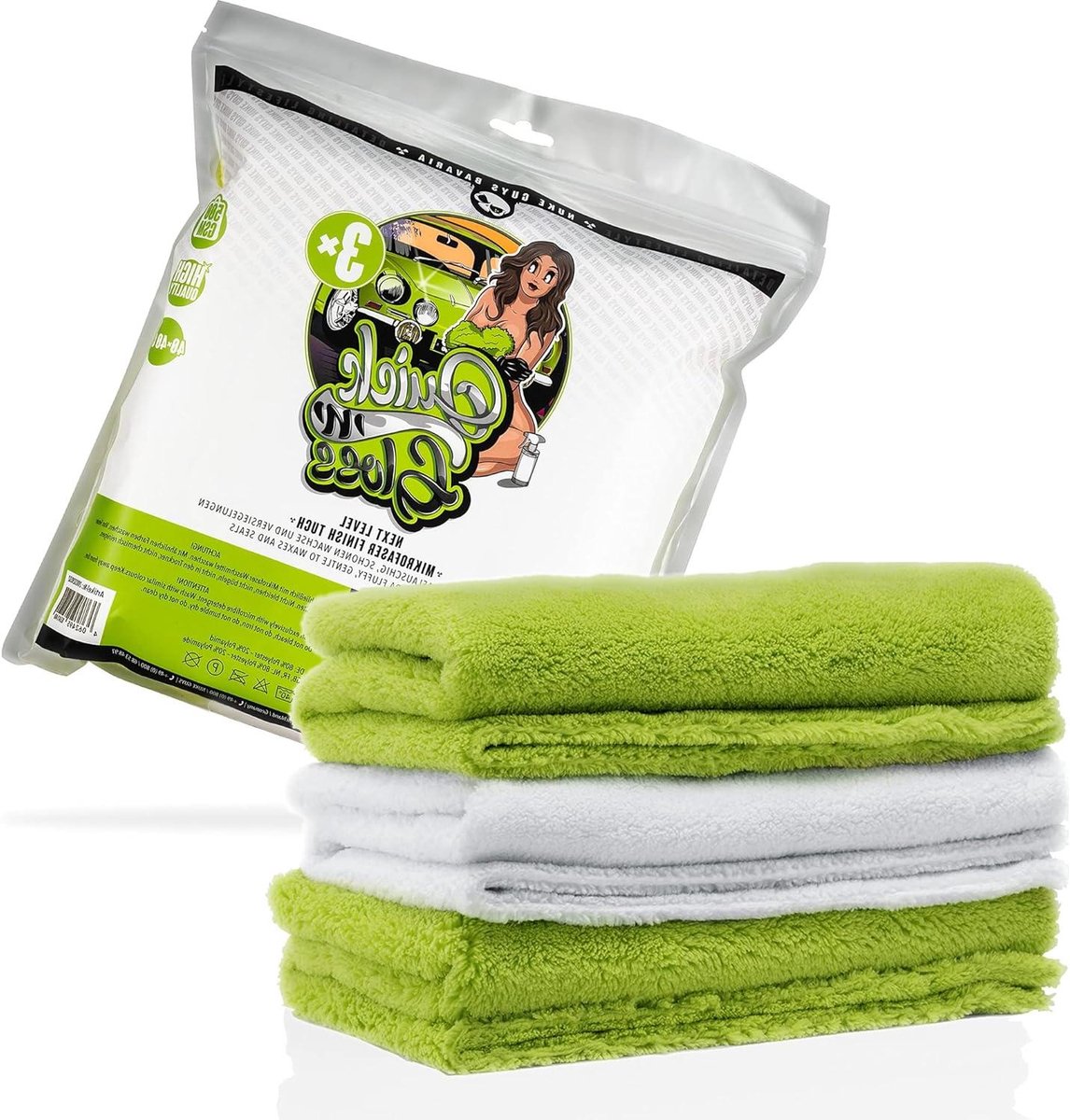 Microvezeldoeken Set - Polijstdoeken Auto - Auto Reinigen - Hoge Kwaliteit Microvezel - 40 x 40 cm - Groen Wit