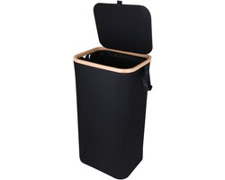 Wasmand met Deksel – Opvouwbare Wasmand – Wasbox 100L – Wassorteerder met Binnenzak – Zwart – Voor Badkamer, Slaapkamer en Wasruimte