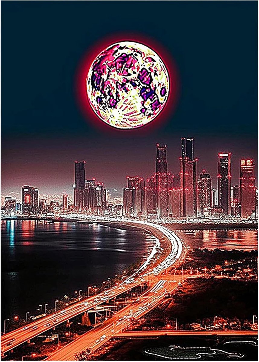 Diamond Painting Stad 30 x 40 cm Diamond Painting Stad Schilderen op nummer Volwassenen Stad Rood Zwart Mozaïek Diamant Schilderij Kunst Borduurwerk Kruissteek Foto's Cadeau Wanddecoratie