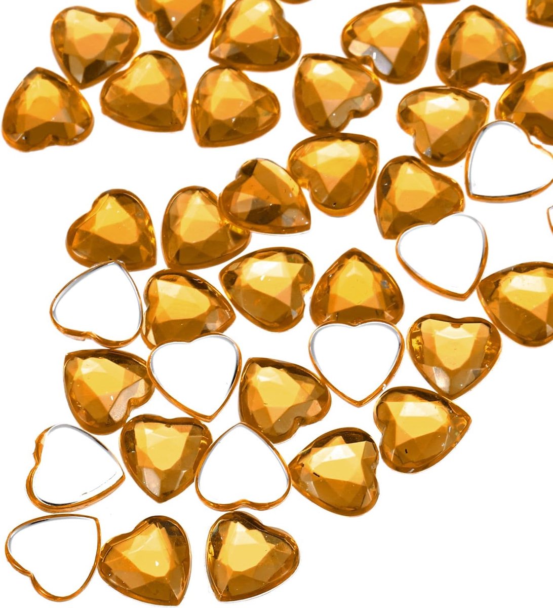 100 stuks acryl hartjes strasssteentjes 8 mm platte achterkant kunststof glitterstenen voor knutselwerk kralen gezichtsbeschildering kostuumsieraden maken, diepbruin