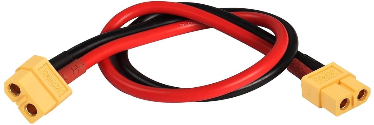 XT60 Verlengkabel met XT60 Vrouwelijke Adapter, 33.5 cm 12AWG Draad voor RC Lipo Accu's en Drone Toepassingen