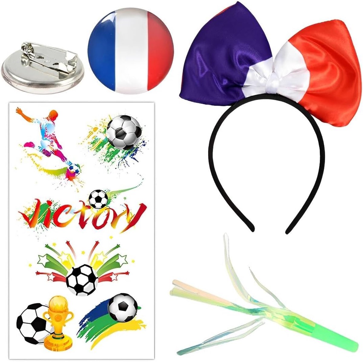 Fanaccessoires Set WK 2026 – Feestpakket Driekleur, Voetbalfeestdecoraties voor Franse Supporters