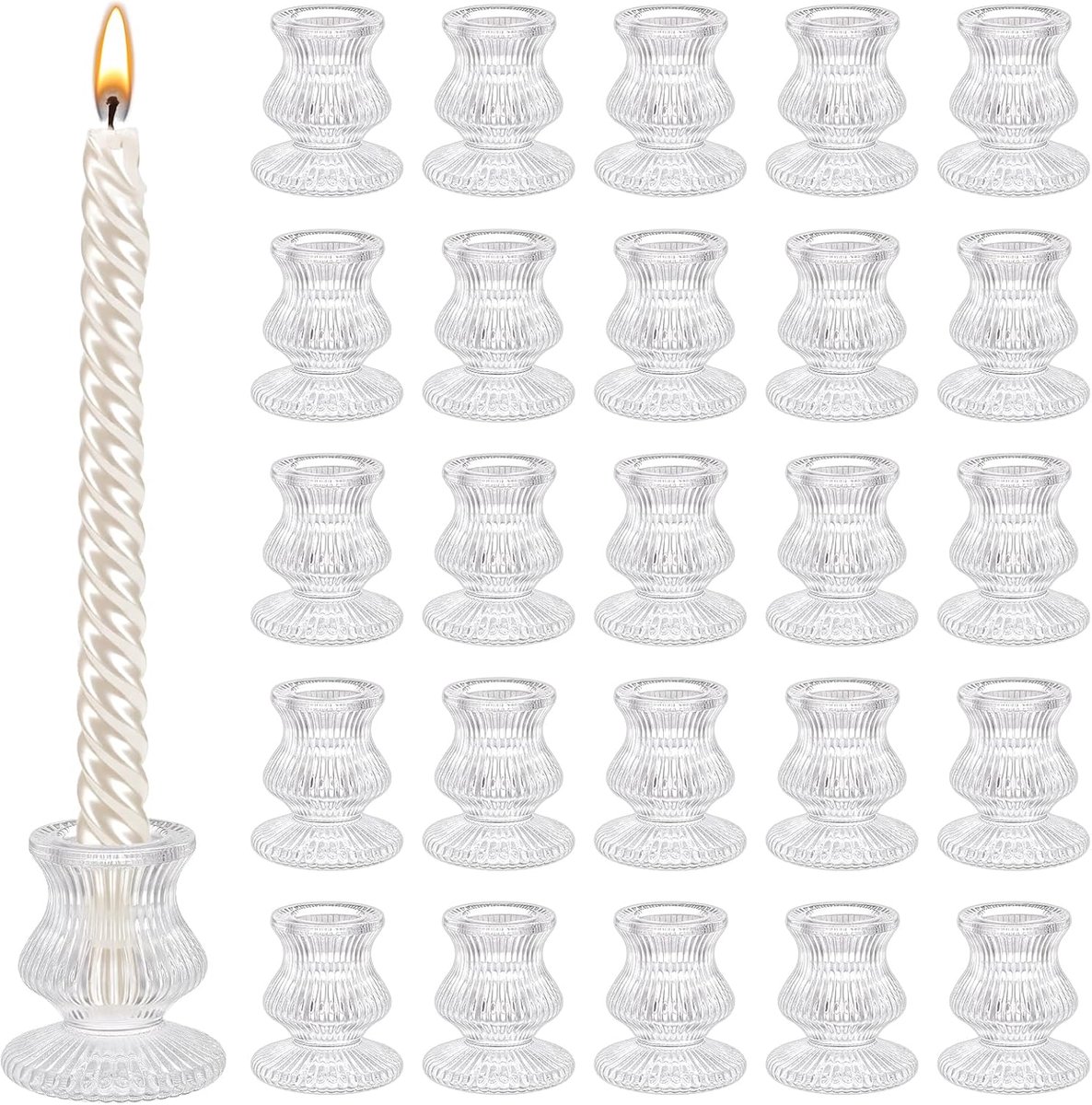 35 Stks Glazen Kaarsenhouder voor Kandelaar, Clear Kaarsenhouder Kandelaar Houders Bruiloft Tafel Middenstuk voor Sticks Valentijnsdag Feest Woonkamer Diner Advent Party Decor
