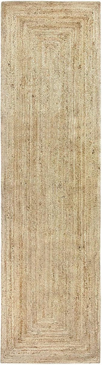 - Tapijt van Jute Alhambra 100% Handgeweven voor Woonkamer, Slaapkamer, Eetkamer, Gang, Ingang (Natuurlijk, 300x80 cm)