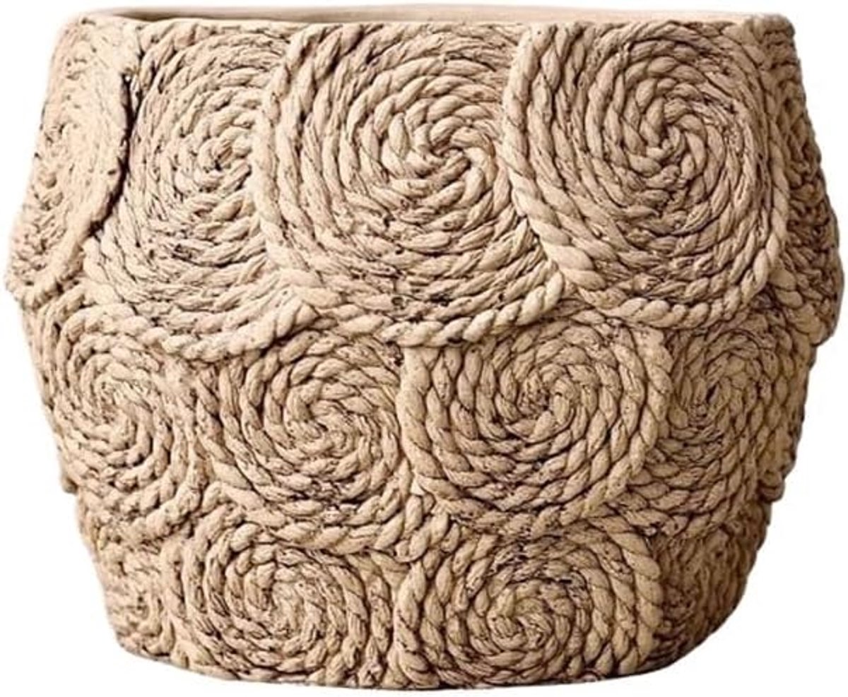 Relief Weave Cirkeltextuur Bloempot, Tafelblad Cement Plantenpotten, met afvoergat, for Kamer Tuin Kantoor (2 maten)(Groot)
