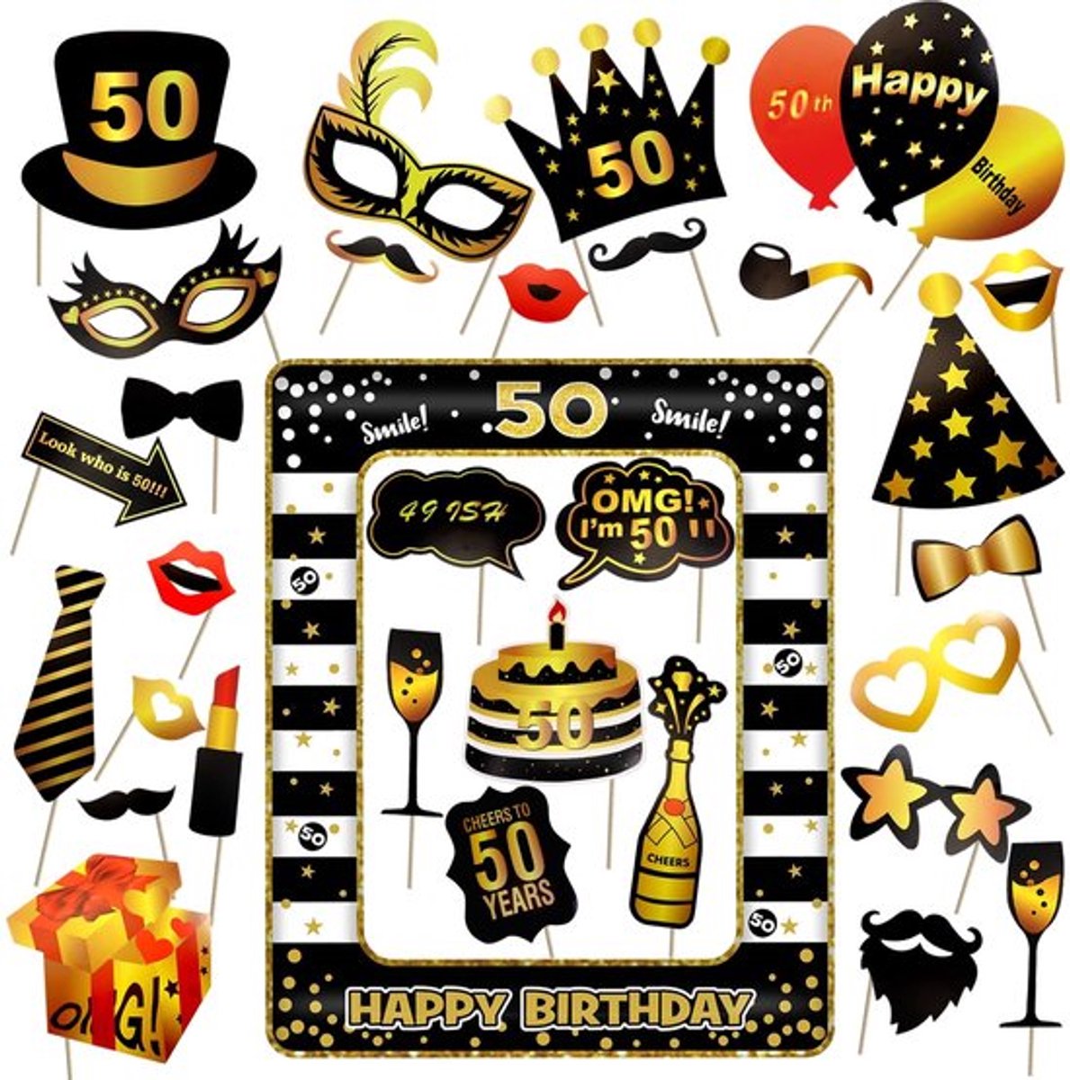 SPHProducts - Fotocol 50 jaar - Foto booth rekwisieten - Grappige