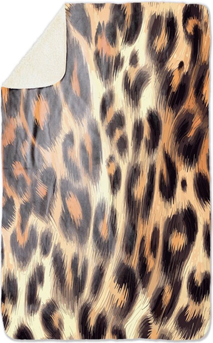 Fleecedeken Panter, 96x146cm, Polyester Sherpa, FD2023314, deken met print