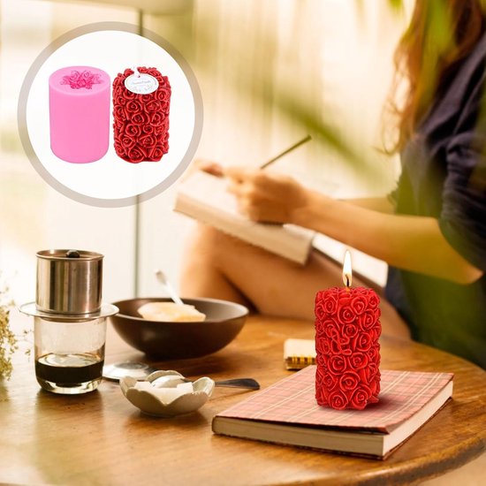 Siliconen Vorm Rozen Kaars Mal 3d Rozen Bloemen Gietkaars Mallen Siliconen Bloemen Gietmal Zeepvorm Diy Gieten Kaarsvorm Chocolade Fondant Taart Vorm — afbeelding 4