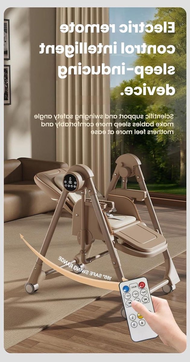 Kinderstoel - Eetkamerstoel Babystoel - Baby Voeden Slapen - 2-in-1 Swingmodus - 76 x 59 x 98 cm - Grijs