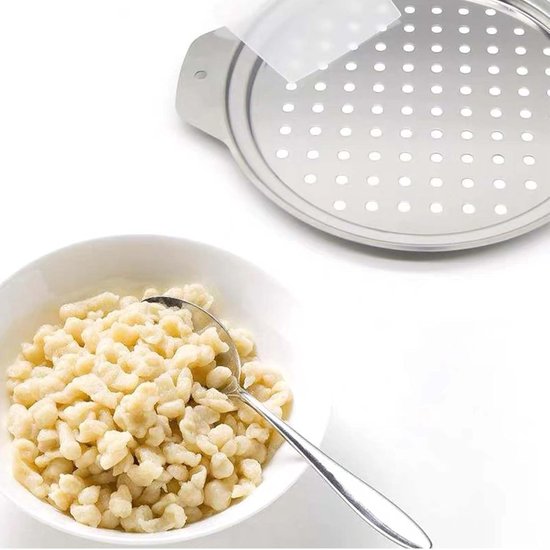 Spätzlepers met Schraper - Spätzleschaaf Deegmaker - Zelf Pasta Maken - Roestvrij Staal - 28 x 272 cm - Zilver — afbeelding 3