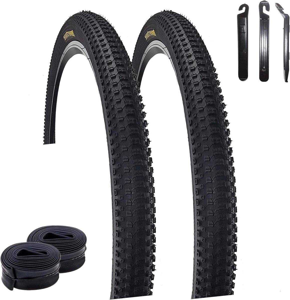 Fietsbanden Set - Fietsjas Binnenbanden - Mountainbiken - Inclusief Bandenlichters - 27.5 x 1.95 Inch - Zwart